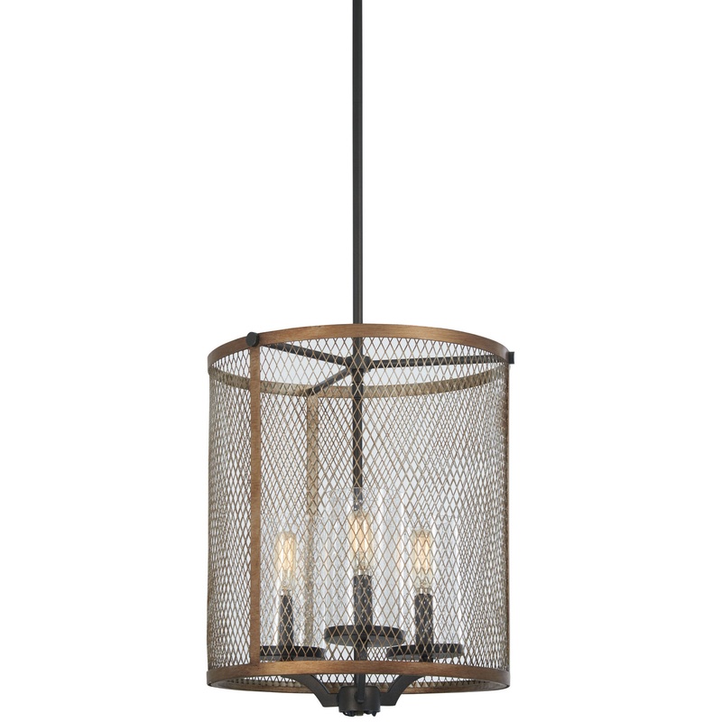 Marsden Commons Three Light Pendant in Smoked Iron W/Aged Gold