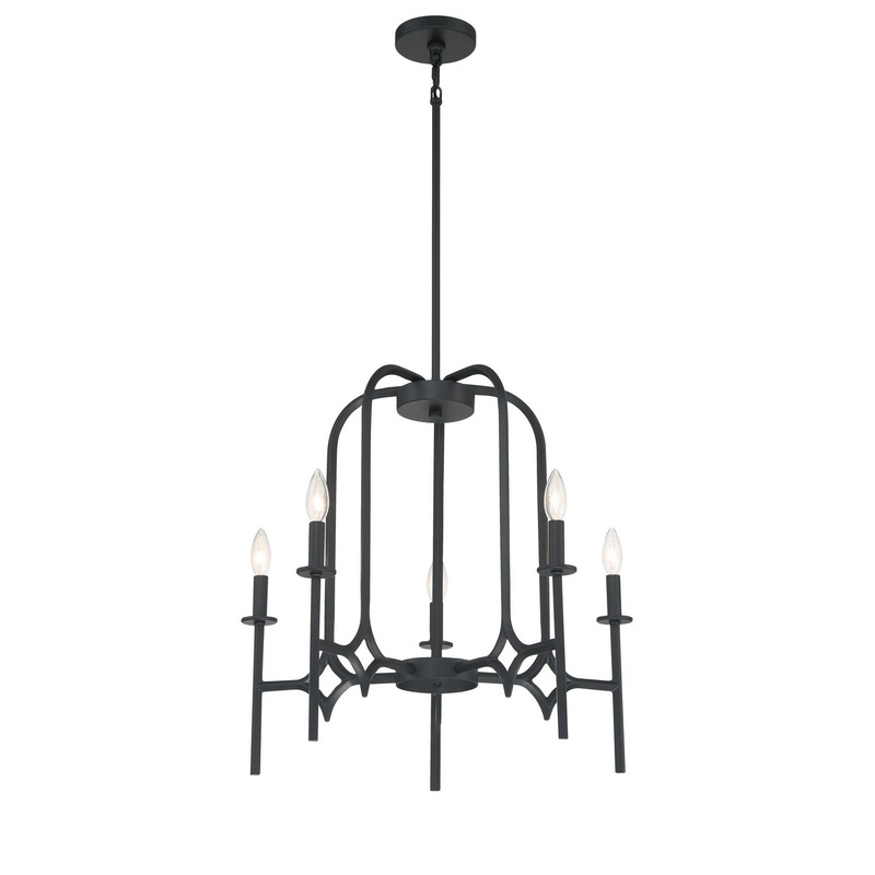 Muncie Five Light Chandelier in Coal