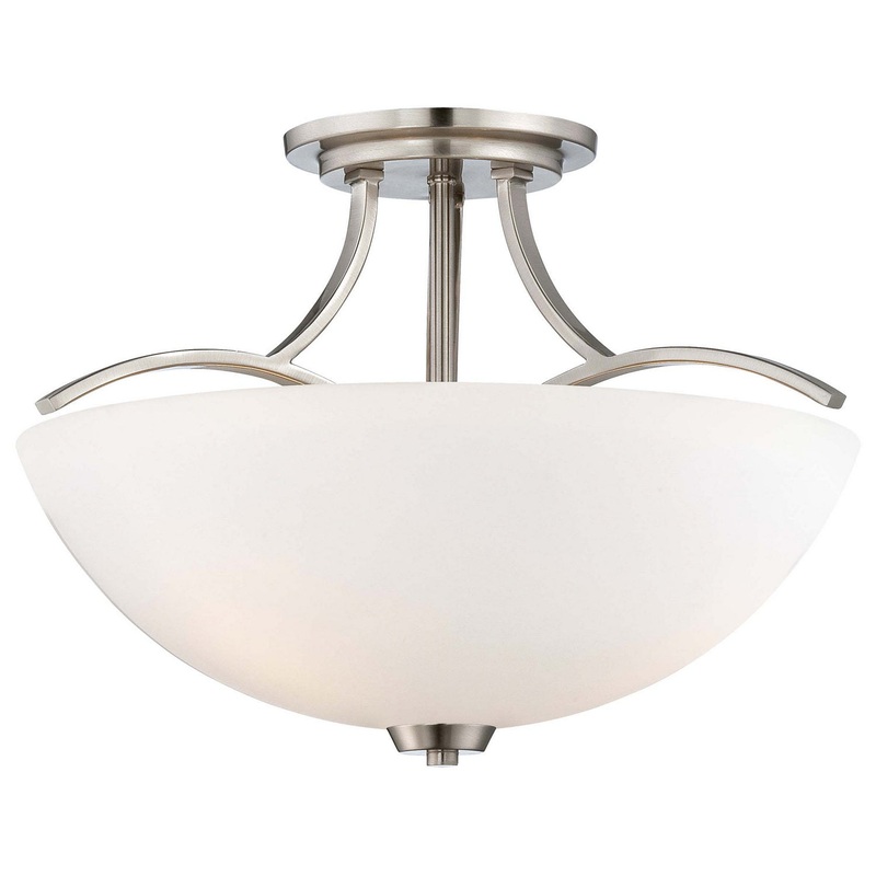 Overland Park Three Light Semi Flush Mount in Brushed Nickel