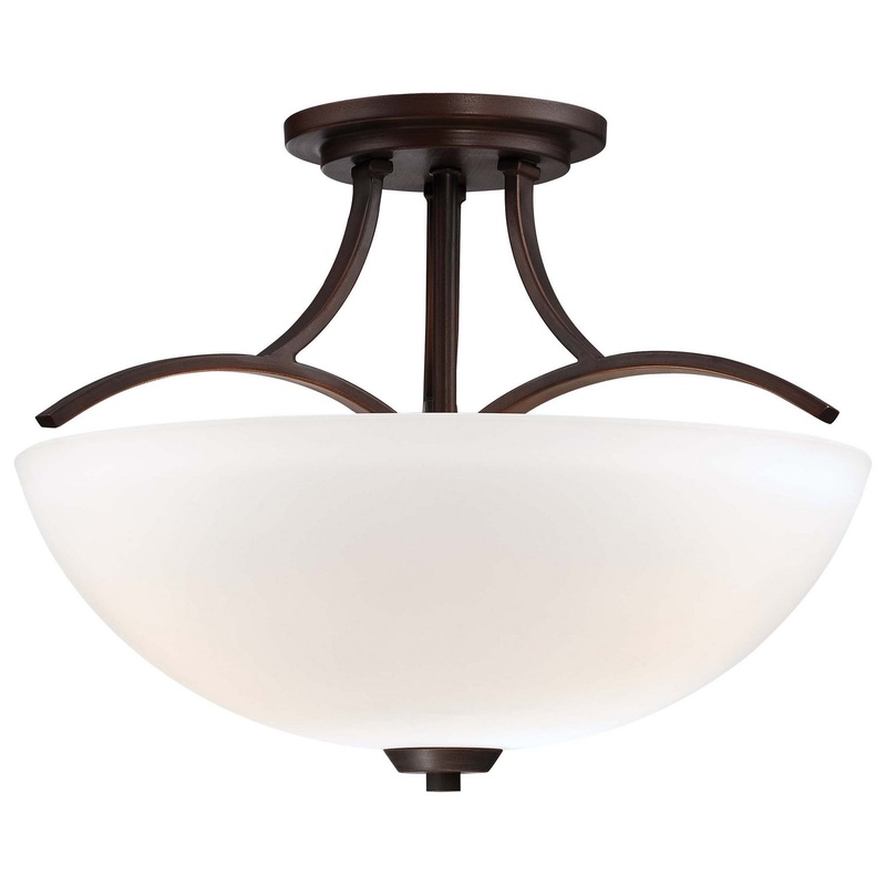 Overland Park Three Light Semi Flush Mount in Vintage Bronze