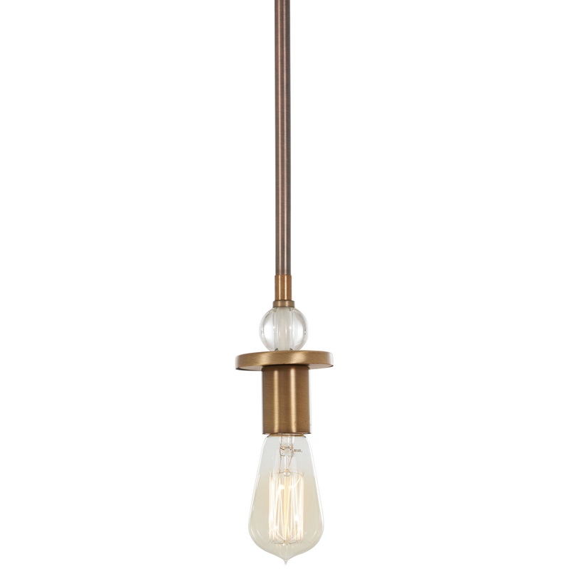 Safra One Light Mini Pendant in Harvard Court Bronze W/Natural