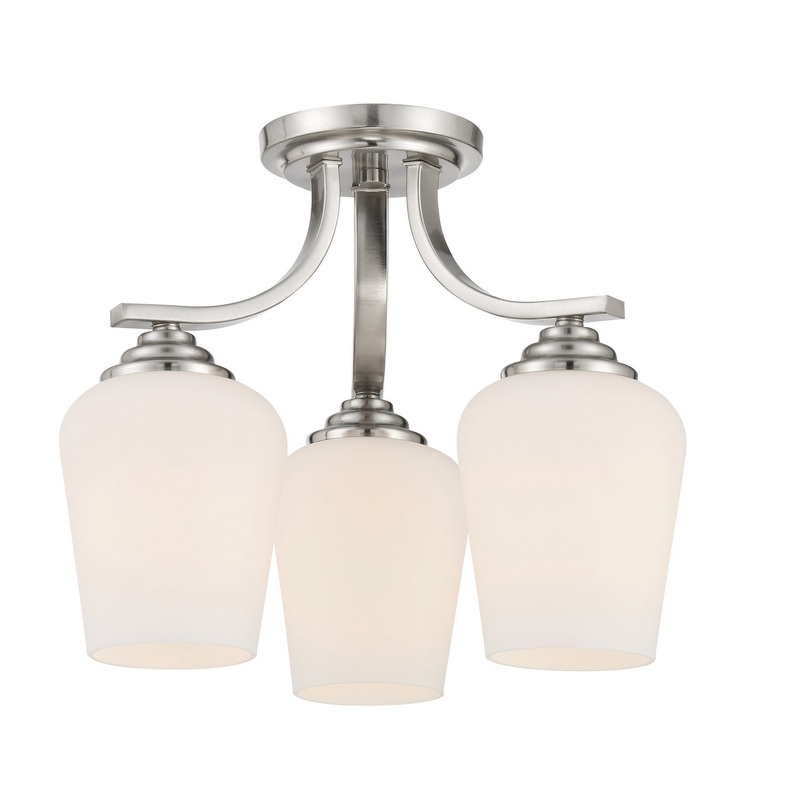 Shyloh Three Light Semi Flush / Chandelier in Brushed Nickel