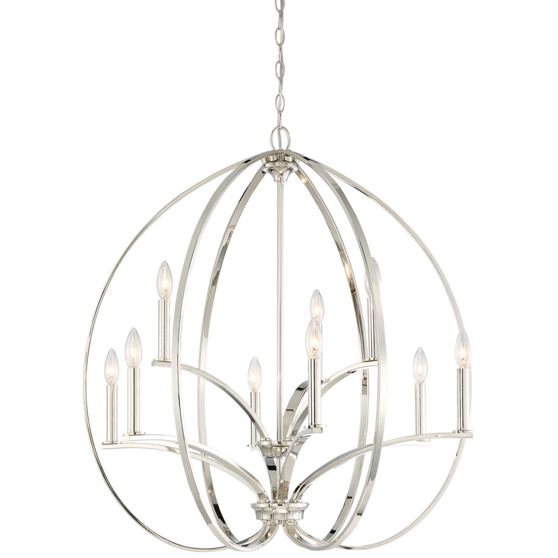 Tilbury Nine Light Chandelier in Polished Nickel