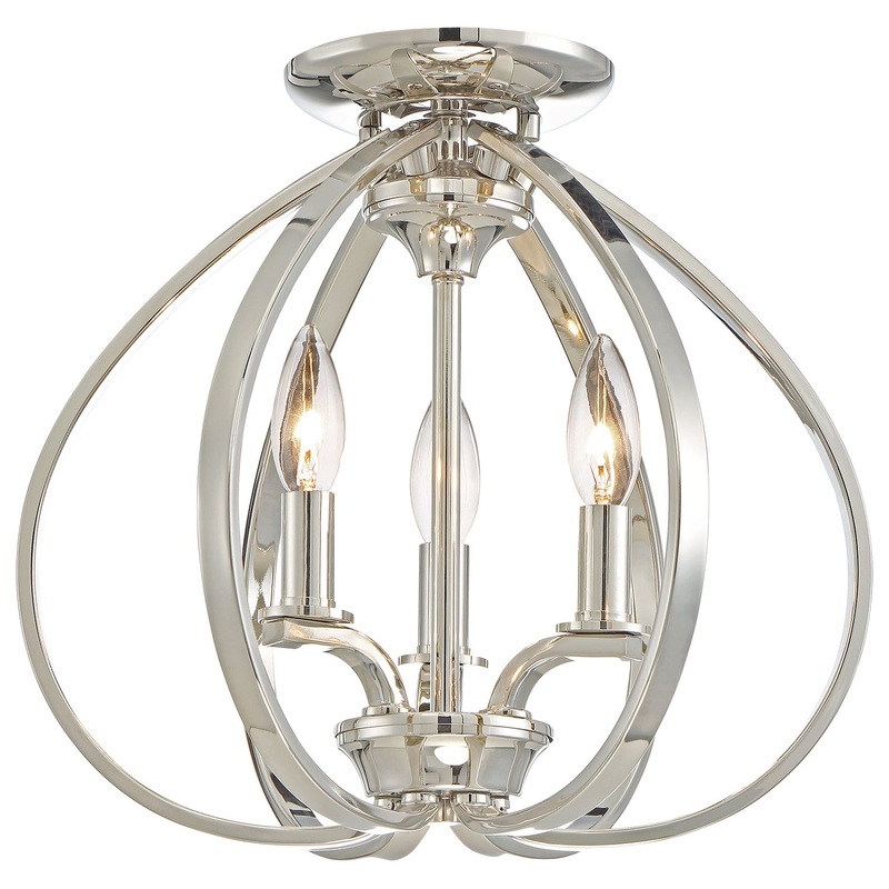 Tilbury Three Light Semi Flush Mount in Polished Nickel