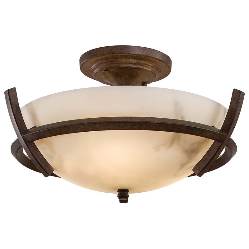 Calavera Three Light Semi Flush Mount in Nutmeg
