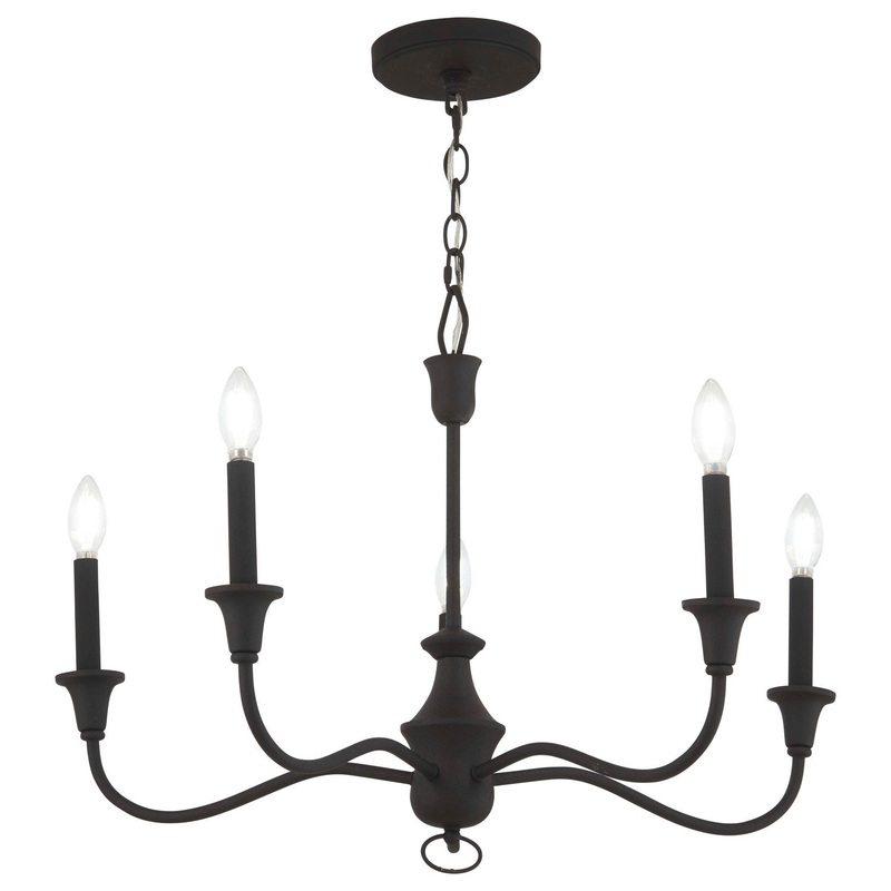 Halifax County Five Light Chandelier in Textured Black