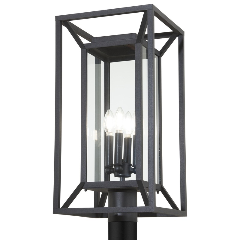 Harbor View Four Light Outdoor Post Mount in Sand Coal
