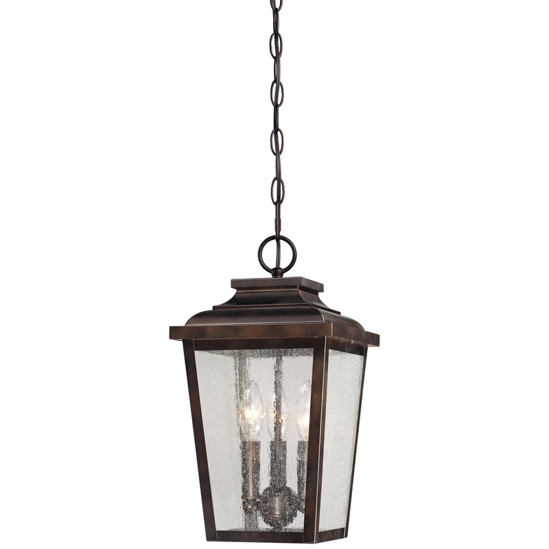 Irvington Manor Three Light Outdoor Chain Hung in Chelesa Bronze