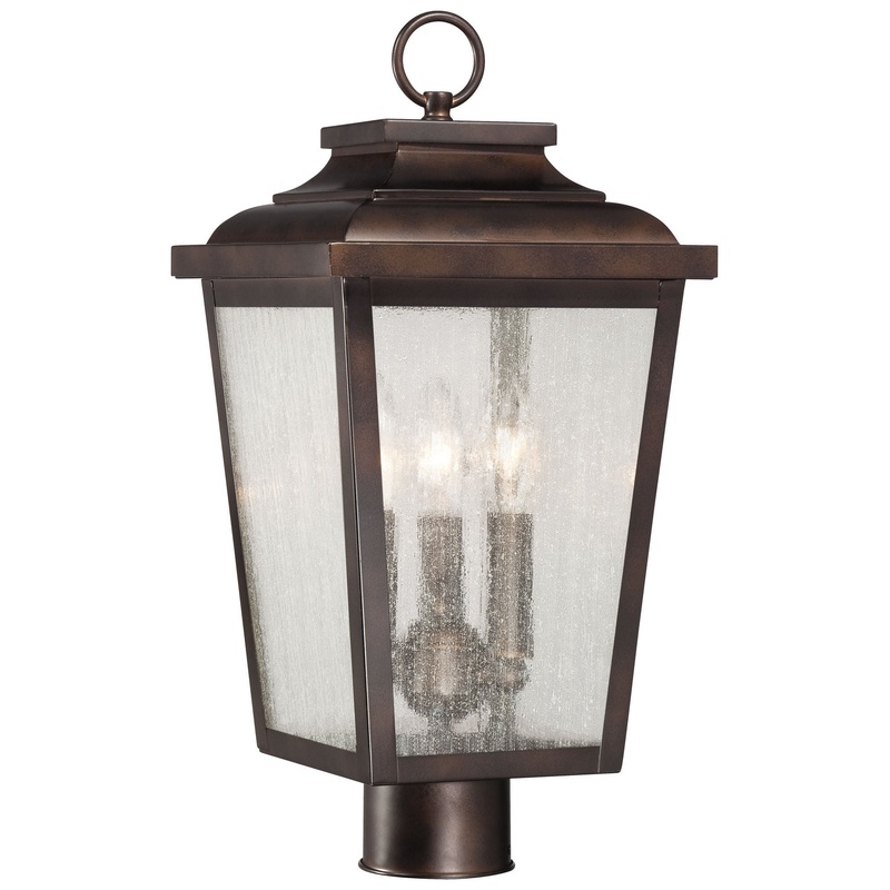 Irvington Manor Three Light Post Mount in Chelesa Bronze