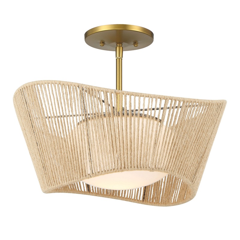 Key Largo One Light Semi Flush Mount in Soft Brass