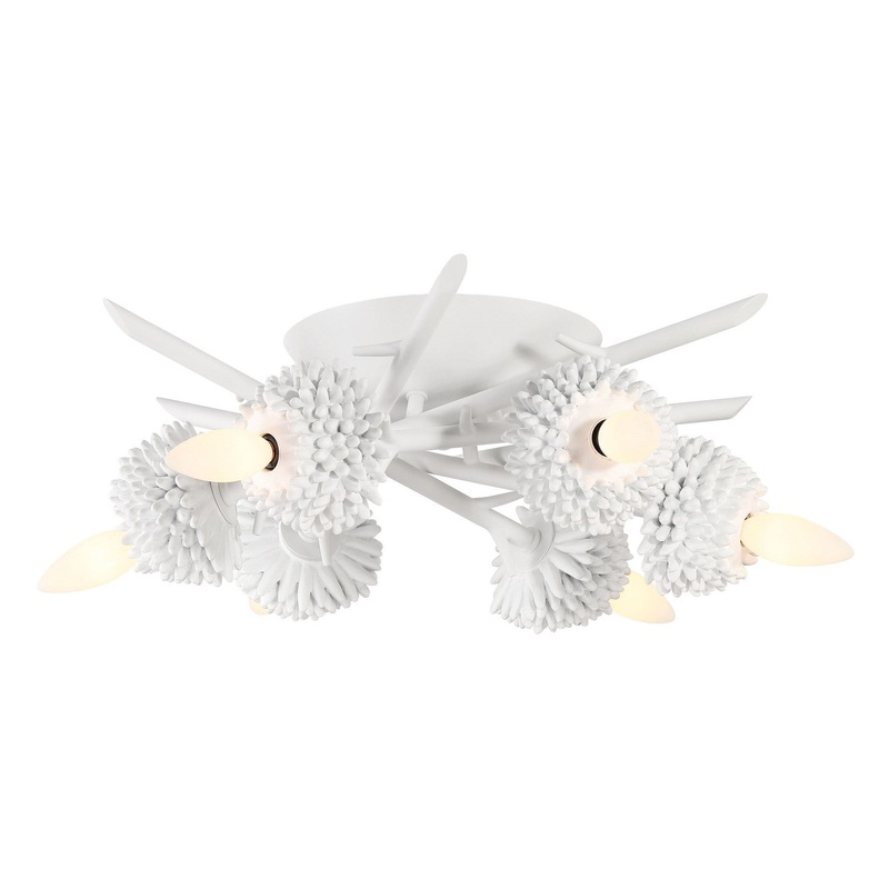 North Fork Six Light Flush Mount in Sand White