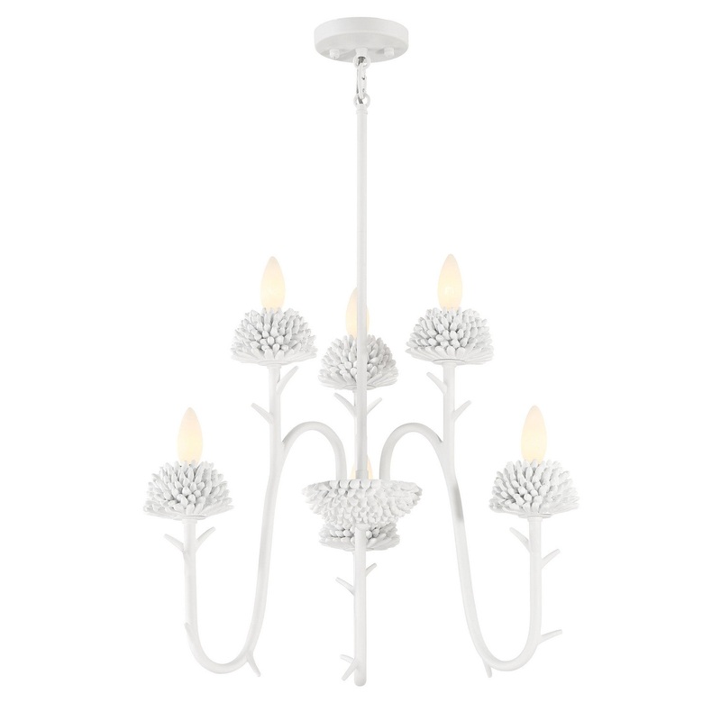 North Fork Six Light Pendant in Sand White