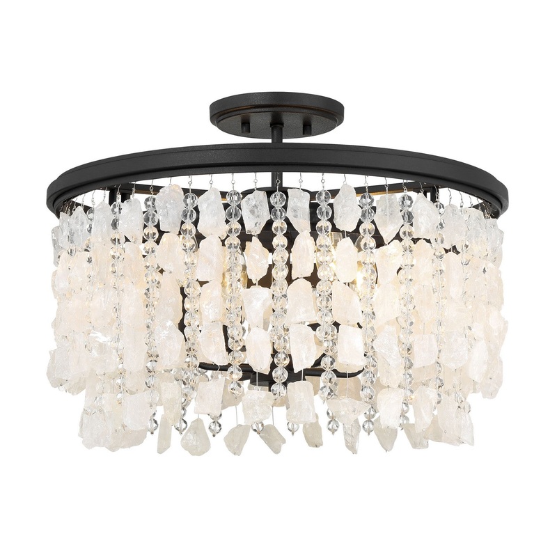 Shimmering Elegance Four Light Semi Flush Mount in Sand Coal