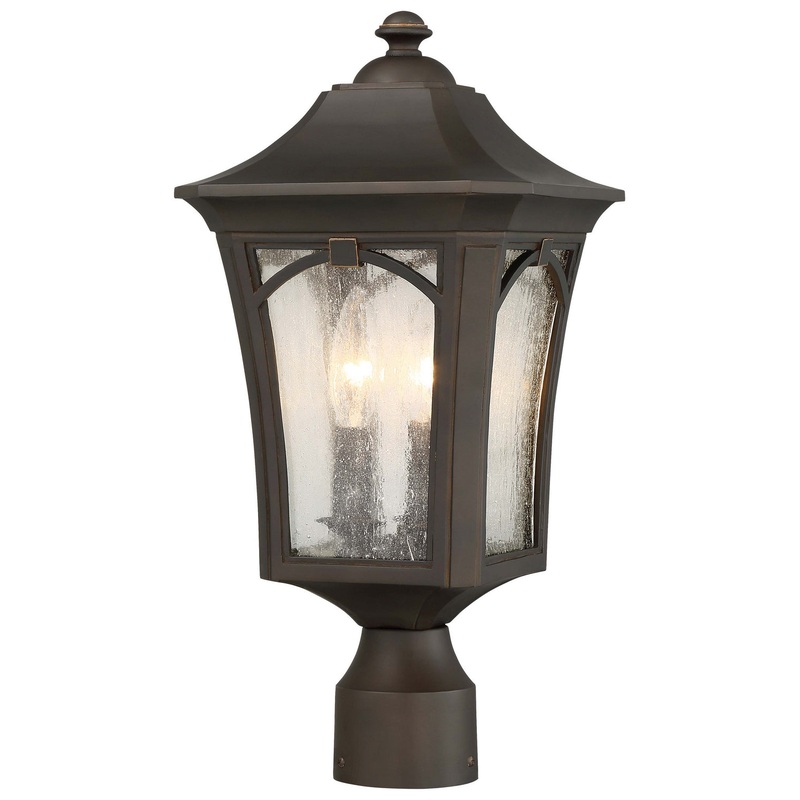 Solida Three Light Outdoor Post Mount in Oil Rubbed Bronze W/ Gold High