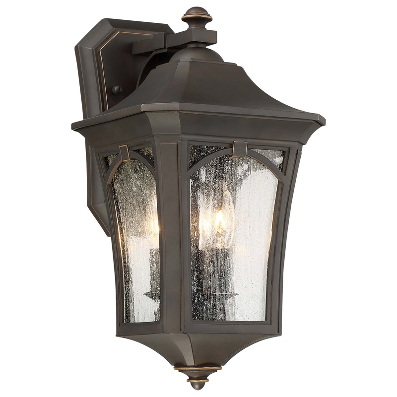 Solida Three Light Outdoor Wall Mount in Oil Rubbed Bronze W/ Gold High