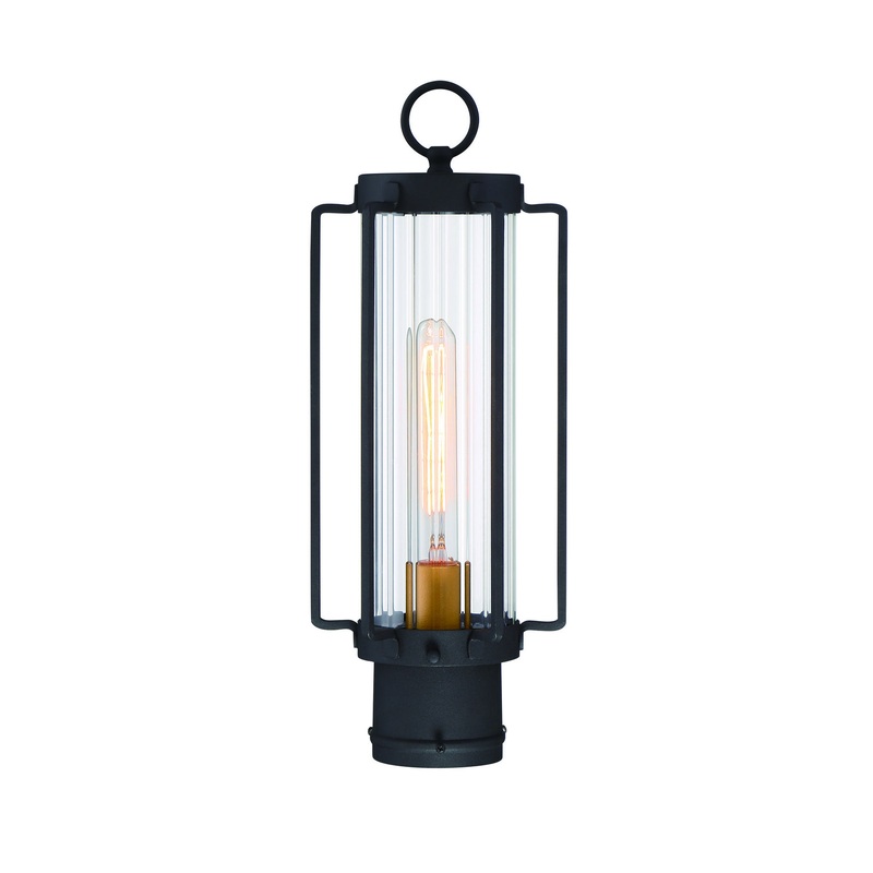 Avonlea One Light Outdoor Post Mount in Coal W/Gold