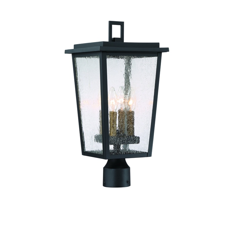 Cantebury Four Light Outdoor Post Mount in Coal W/Gold