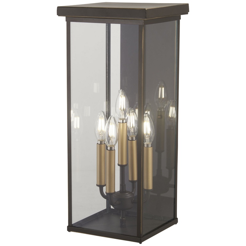 Casway Five Light Pocket Lantern in Oil Rubbed Bronze W/ Gold High