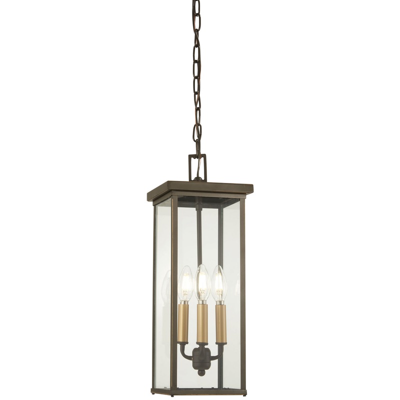 Casway Four Light Chain Hung Lantern in Oil Rubbed Bronze W/ Gold High