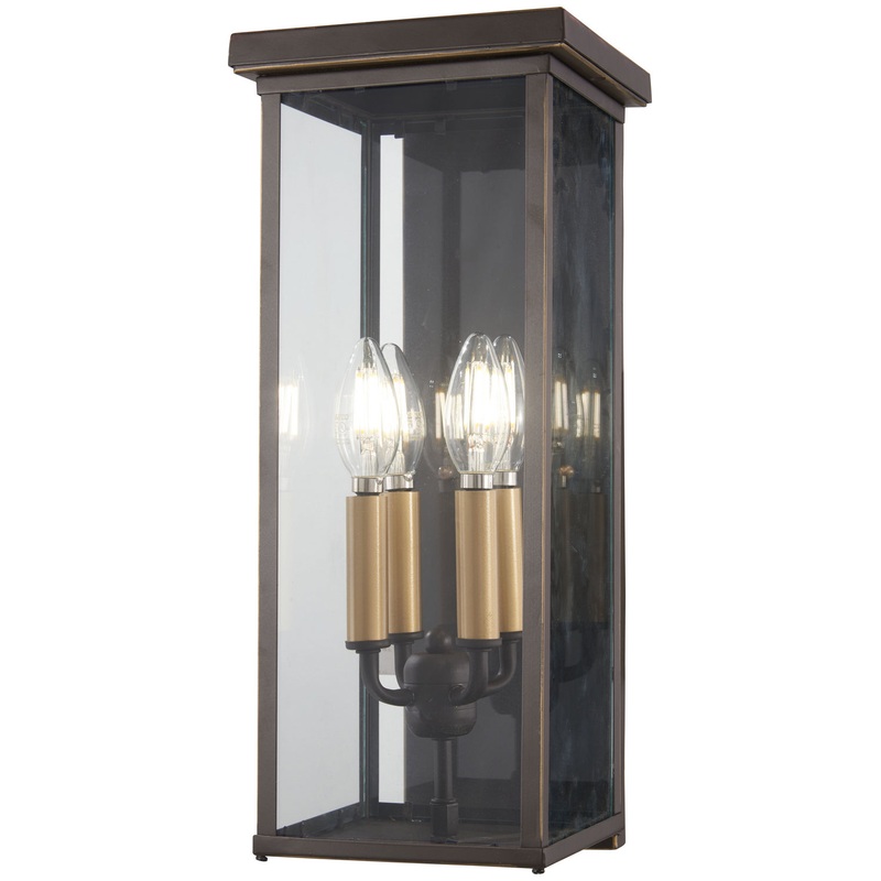 Casway Four Light Pocket Lantern in Oil Rubbed Bronze W/ Gold High