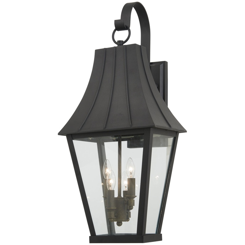 Chateau Grande Four Light Outdoor Wall Mount in Coal W/Gold