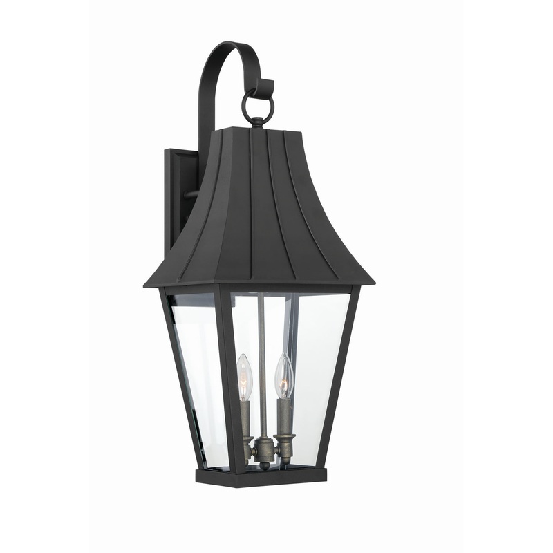 Chateau Grande Two Light Outdoor Lantern in Coal W/Gold
