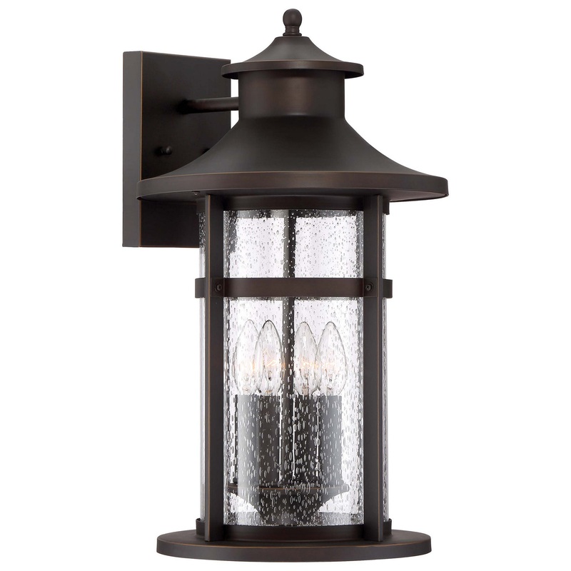 Highland Ridge Four Light Outdoor Wall Mount in Oil Rubbed Bronze W/ Gold High