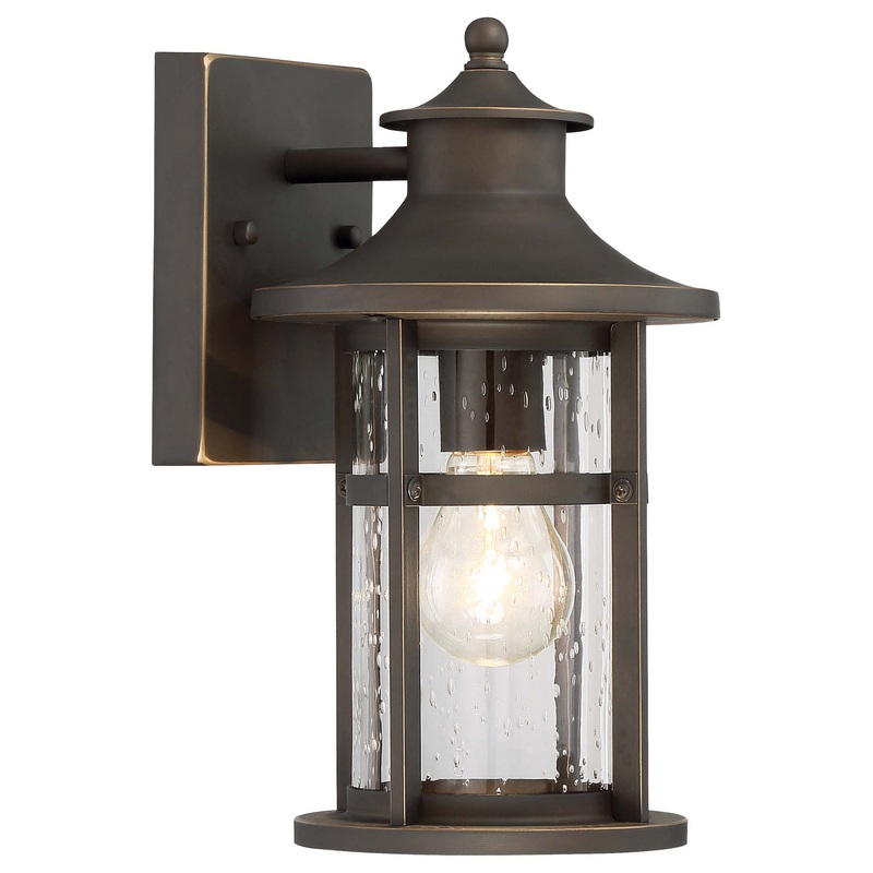Highland Ridge One Light Outdoor Wall Lamp in Oil Rubbed Bronze W/ Gold High
