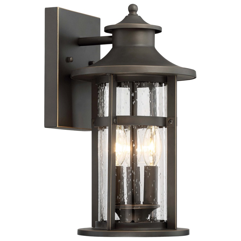 Highland Ridge Three Light Outdoor Wall Lamp in Oil Rubbed Bronze W/ Gold High