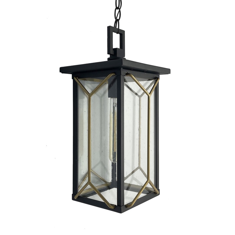 Hillside Manor One Light Chain Hung in Sand Coal And Mystic Gold