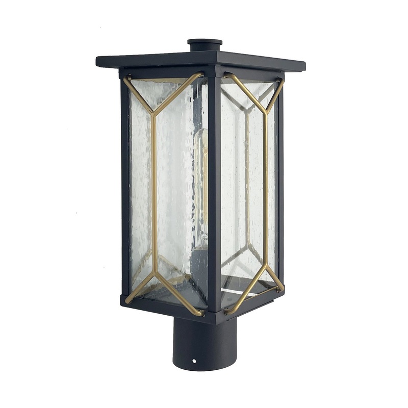 Hillside Manor One Light Outdoor Post Mount in Sand Coal And Mystic Gold
