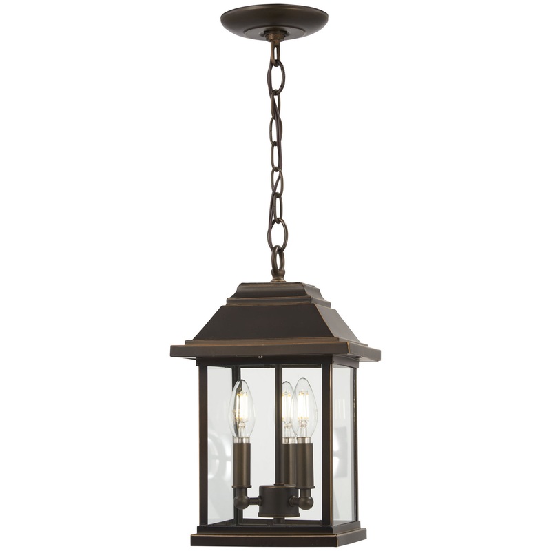 Mariner'S Pointe Three Light Chain Hung Lantern in Oil Rubbed Bronze W/ Gold High