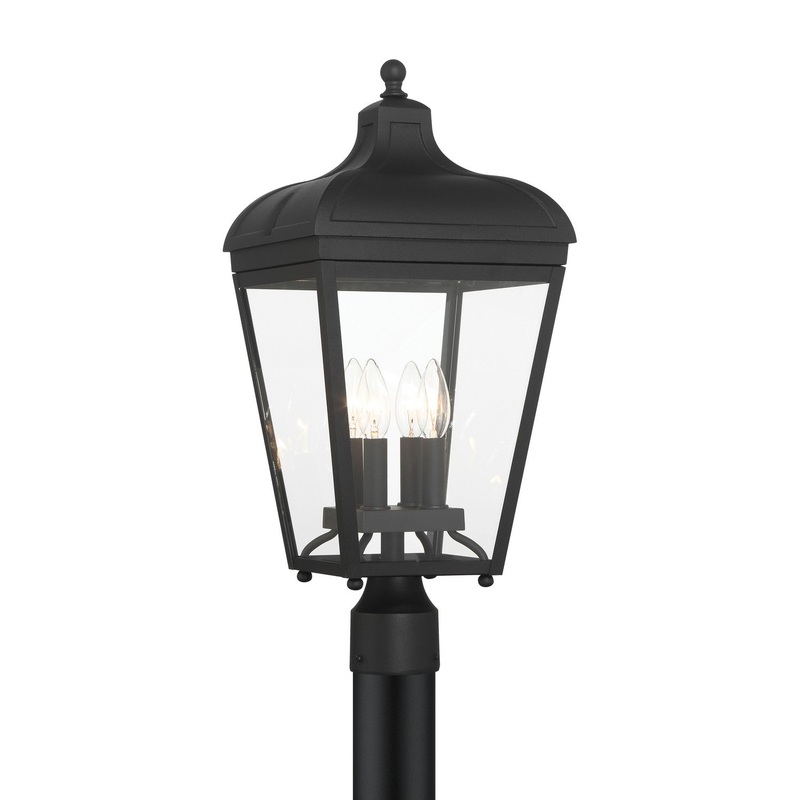 Marquee Four Light Outdoor Post Lantern in Sand Coal