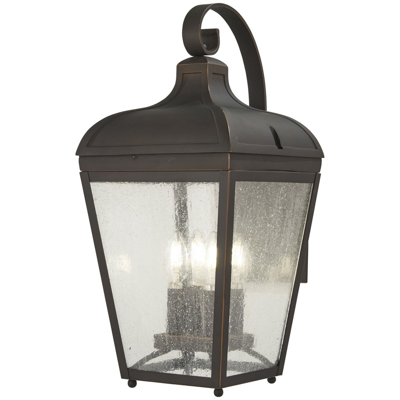 Marquee Four Light Outdoor Wall Mount in Oil Rubbed Bronze W/ Gold High