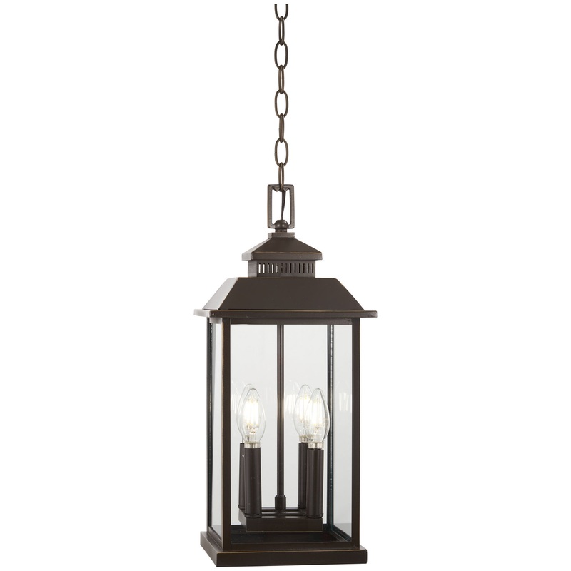 Miner'S Loft Four Light Chain Hung Lantern in Oil Rubbed Bronze W/ Gold High