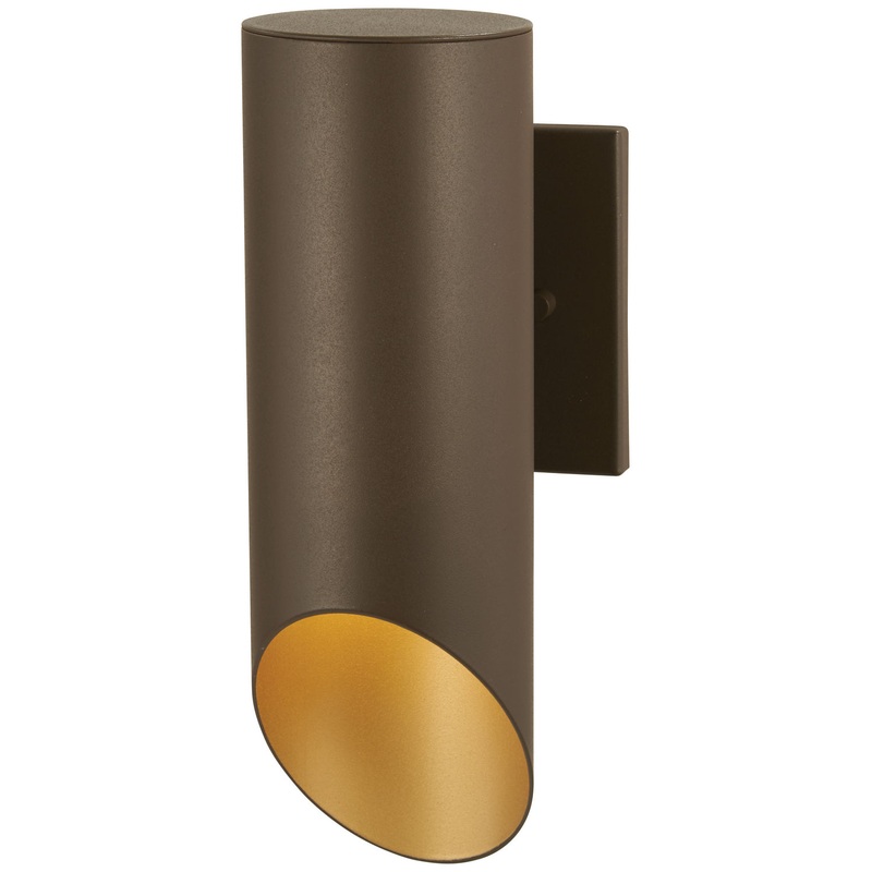 Pineview Slope One Light Outdoor Wall Mount in Sand Bronze W/Gold