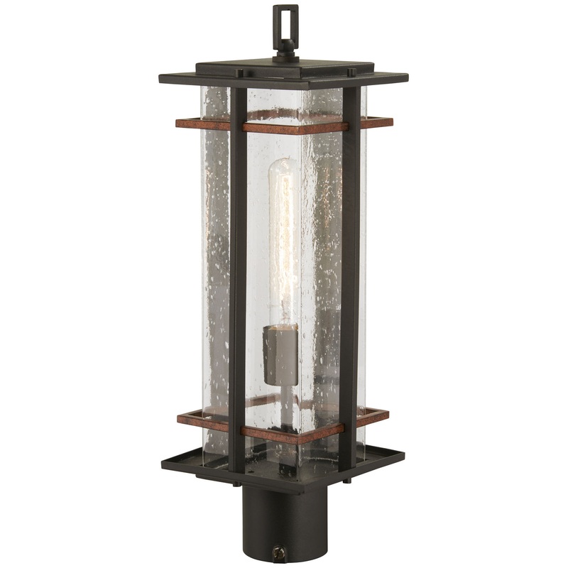 San Marcos One Light Outdoor Post Mount in Coal W/Antique Copper Accents