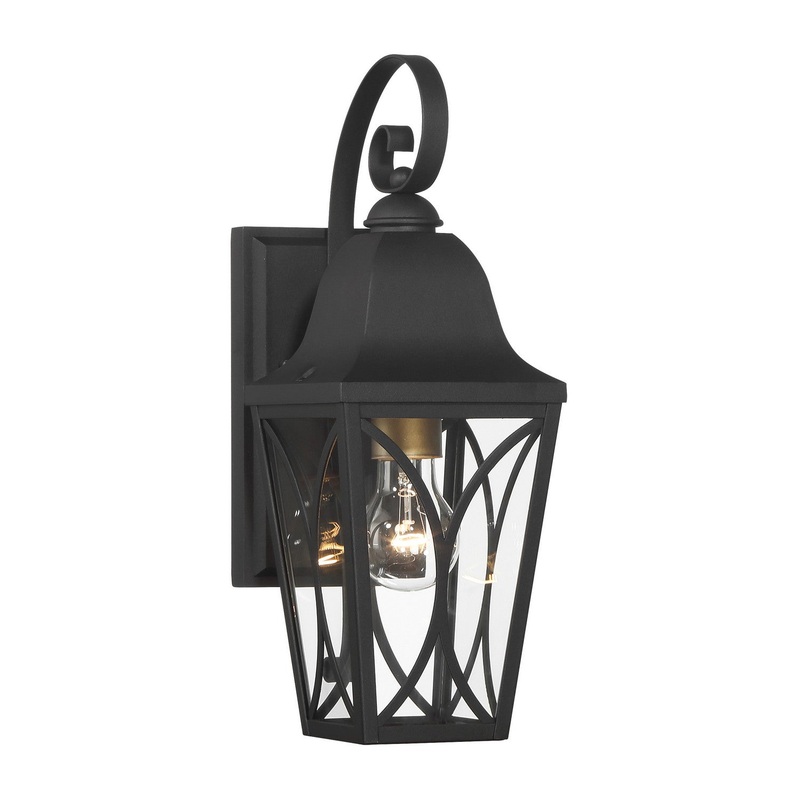 Cardigan One Light Outdoor Wall Mount in Sand Coal And Olden Brass