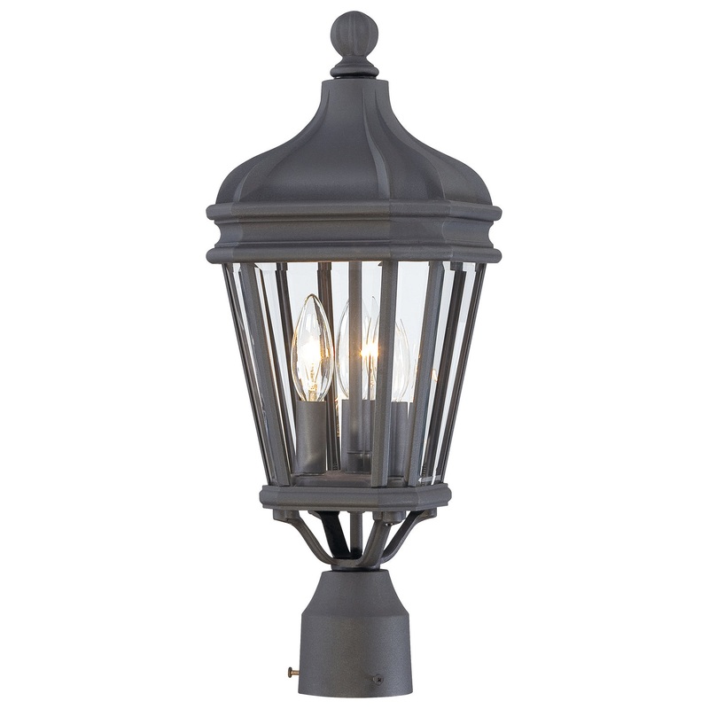 Harrison Three Light Post Mount in Coal