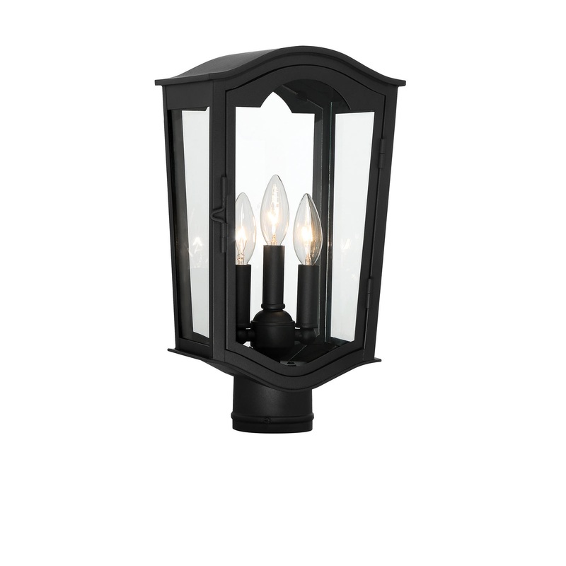 Houghton Hall Three Light Outdoor Post Mount in Sand Coal