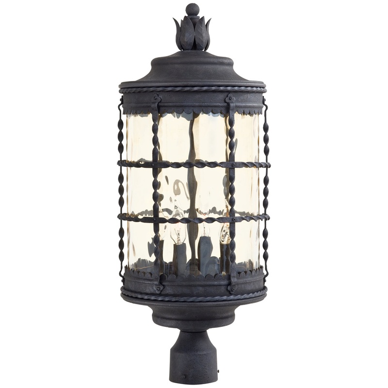 Mallorca Four Light Outdoor Post Lantern in Spanish Iron