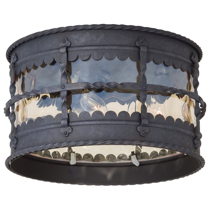 Mallorca Three Light Flush Mount in Spanish Iron