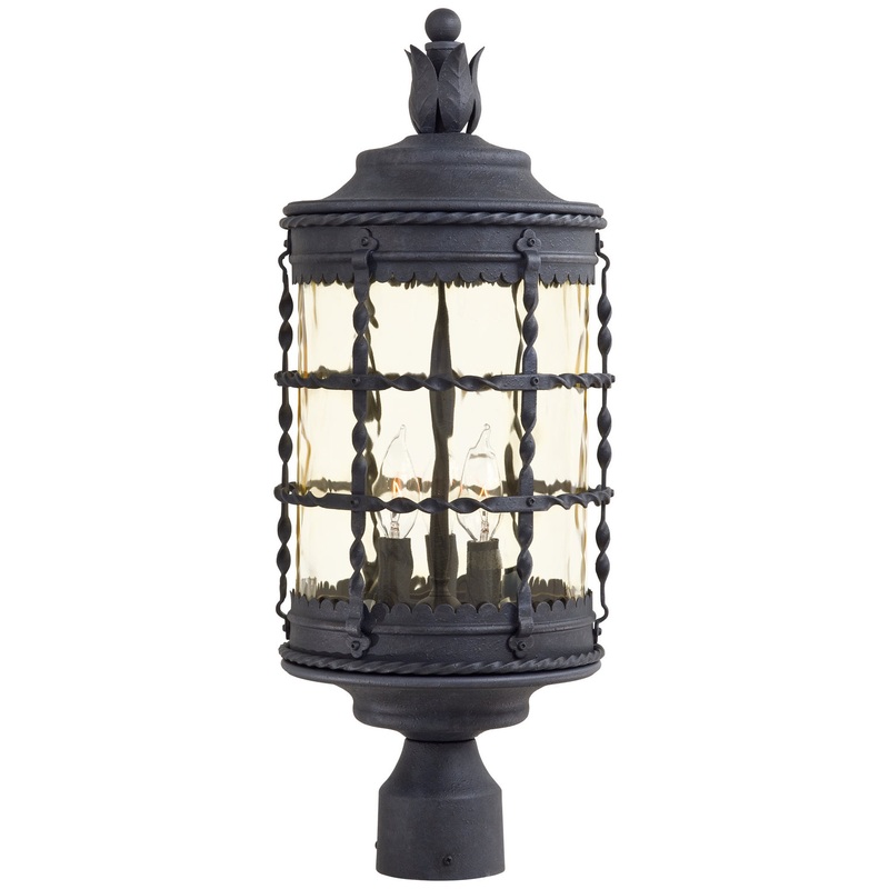 Mallorca Three Light Post Mount in Spanish Iron