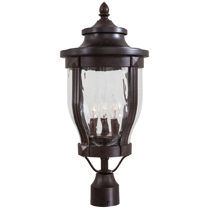 Merrimack Three Light Post Mount in Corona Bronze
