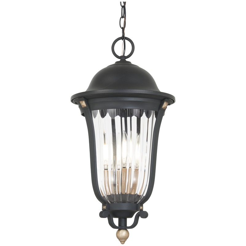 Peale Street Four Light Outdoor Chain Hung in Sand Coal And Vermeil Gold