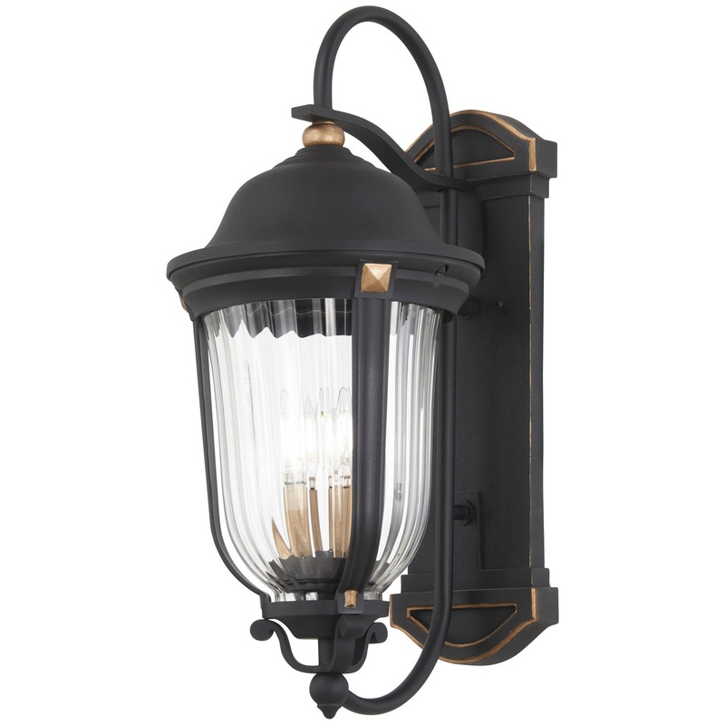 Peale Street Four Light Outdoor Wall Mount in Sand Coal And Vermeil Gold