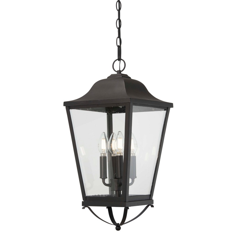 Savannah Four Light Outdoor Chain Hung in Sand Coal