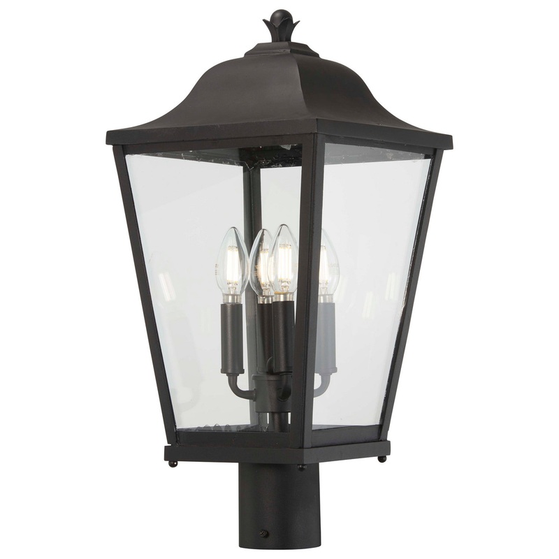 Savannah Four Light Outdoor Post Mount in Sand Coal