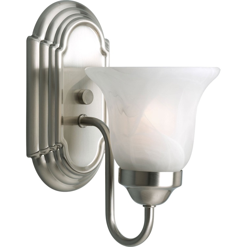 Alabaster Glass One Light Bath Bracket in Brushed Nickel