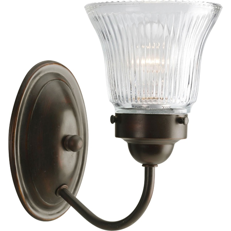 Economy Fluted Glass One Light Bath Bracket in Antique Bronze